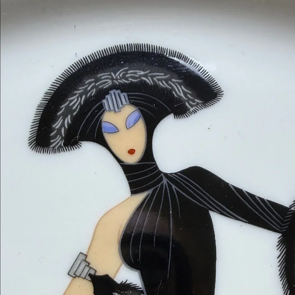 ERTE A3255 1988 PORCELAIN SYMPHONY IN BLACK 12” Art Deco Revival Plate Charger